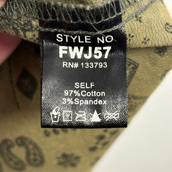 POL western button up Paisley M Olive Green women’s snap cowgirl - Picture 6 of 9